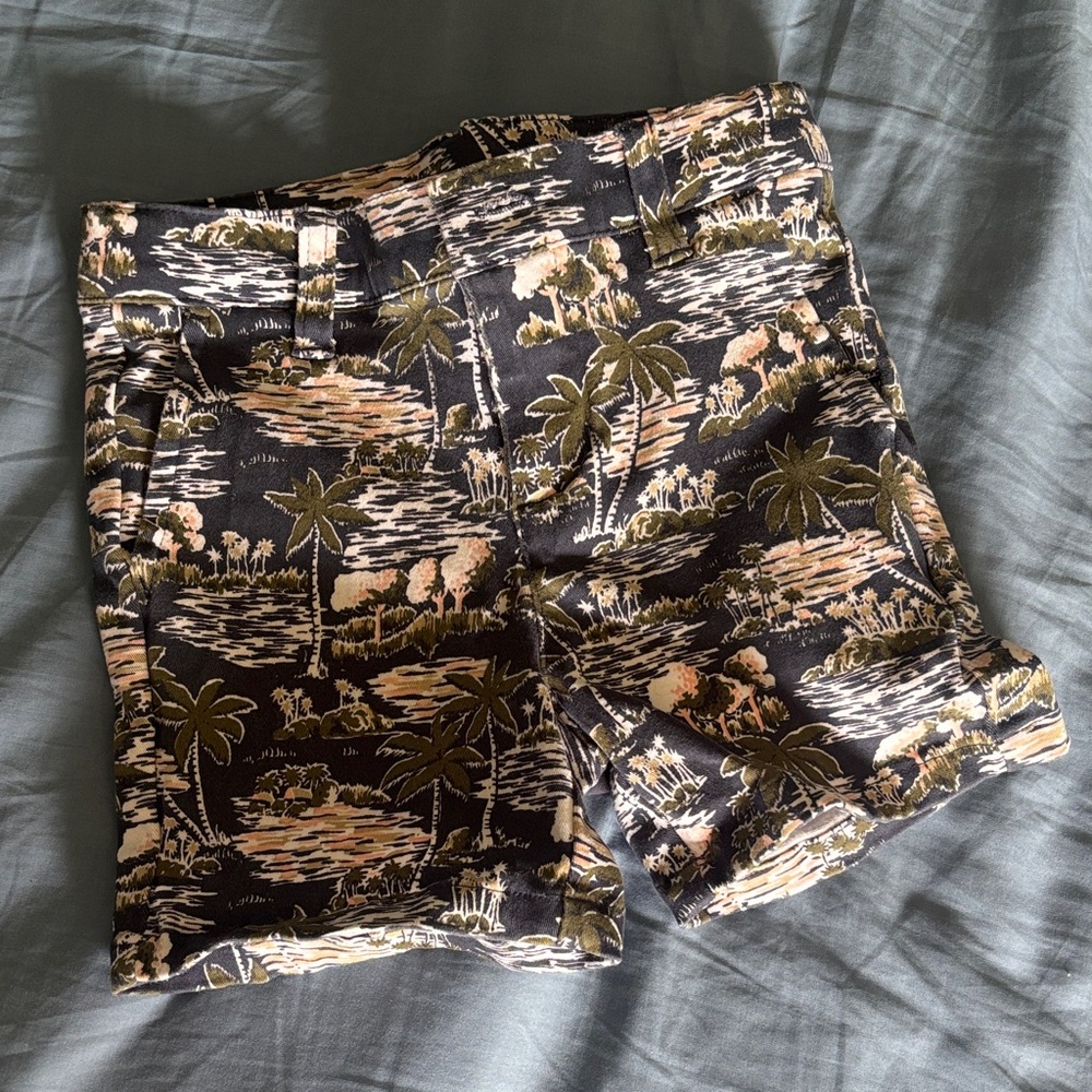 Janie and Jack Black and Tan Tropical Print Bermudas